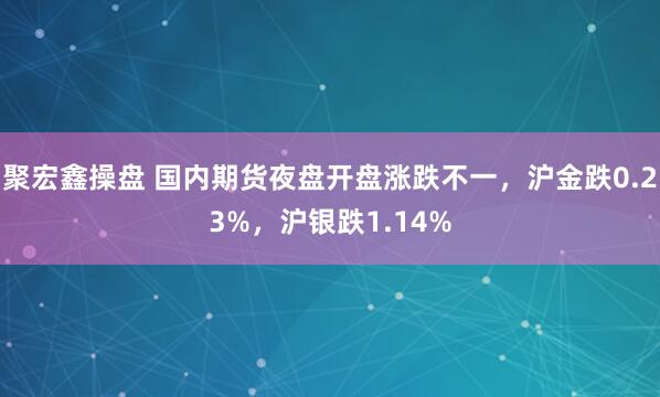 聚宏鑫操盘 国内期货夜盘开盘涨跌不一，沪金跌0.23%，沪银跌1.14%